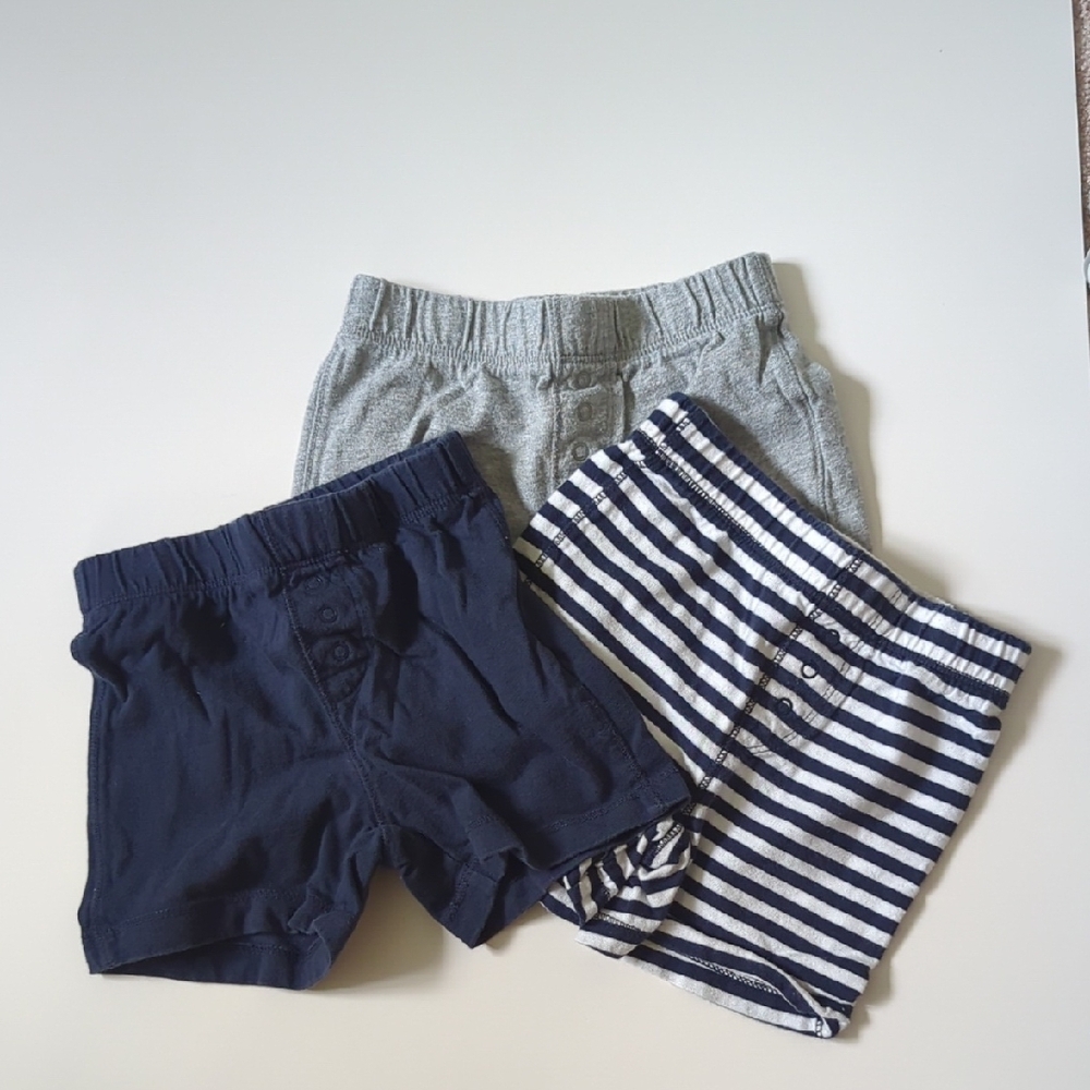 Kids Navy, Gray, and Striped Shorts Set
